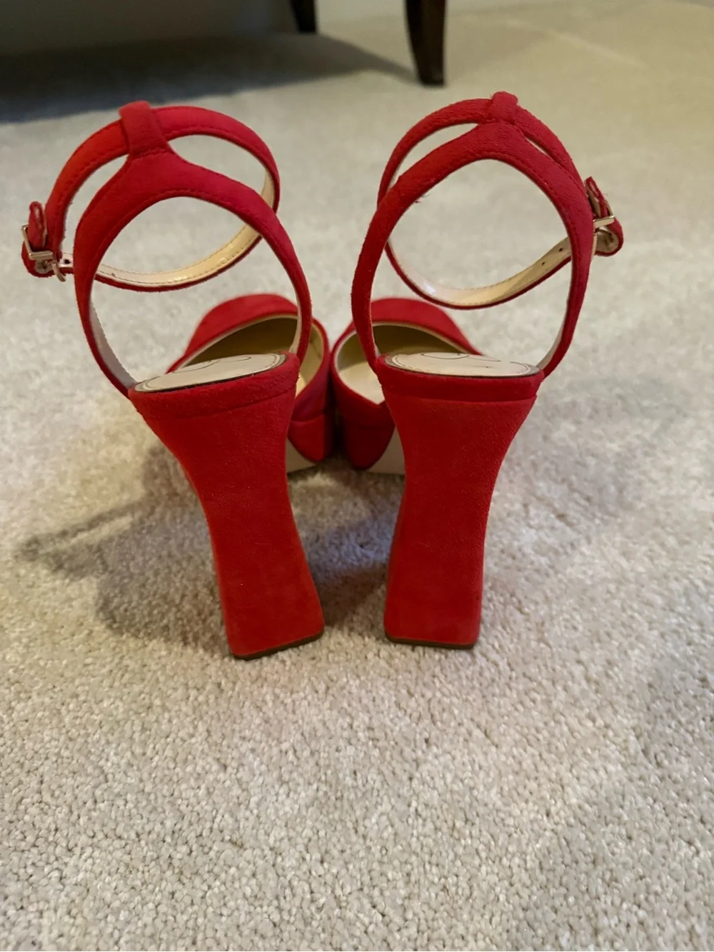 Jessica Simpson Red Suede Platform Ankle-Strap Pumps